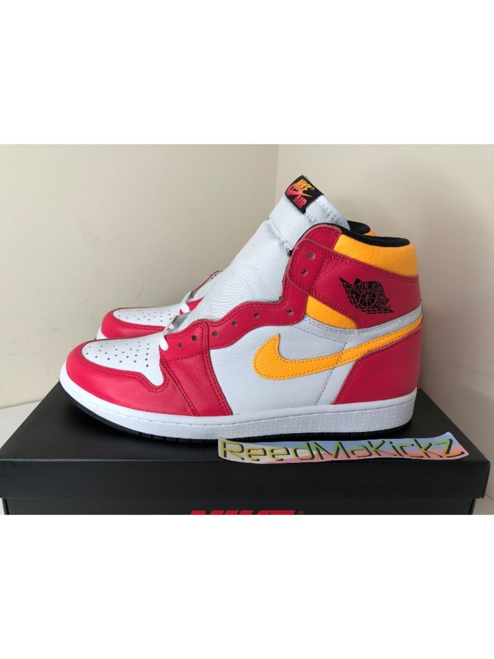 Jordan 1 High Light Fusion Red Mens 11us